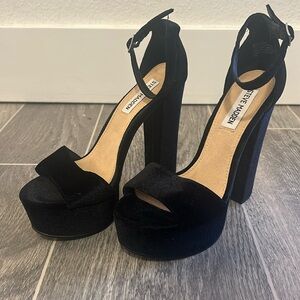 Platform Black Velvet Sandals